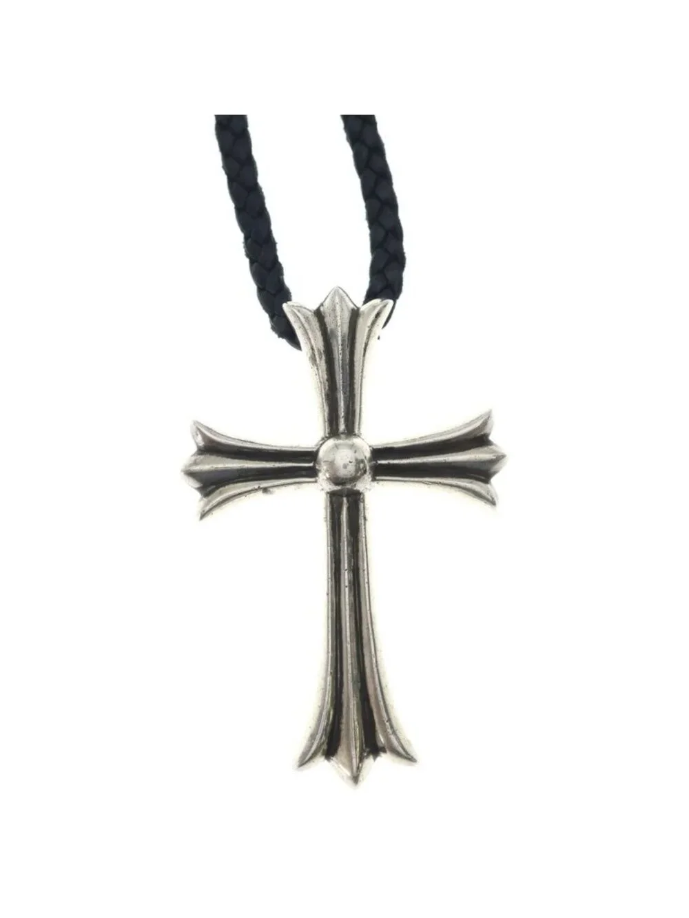 Chrome Hearts CH Crs LG BC Large CH Cross Boro Chip Silver Necklace